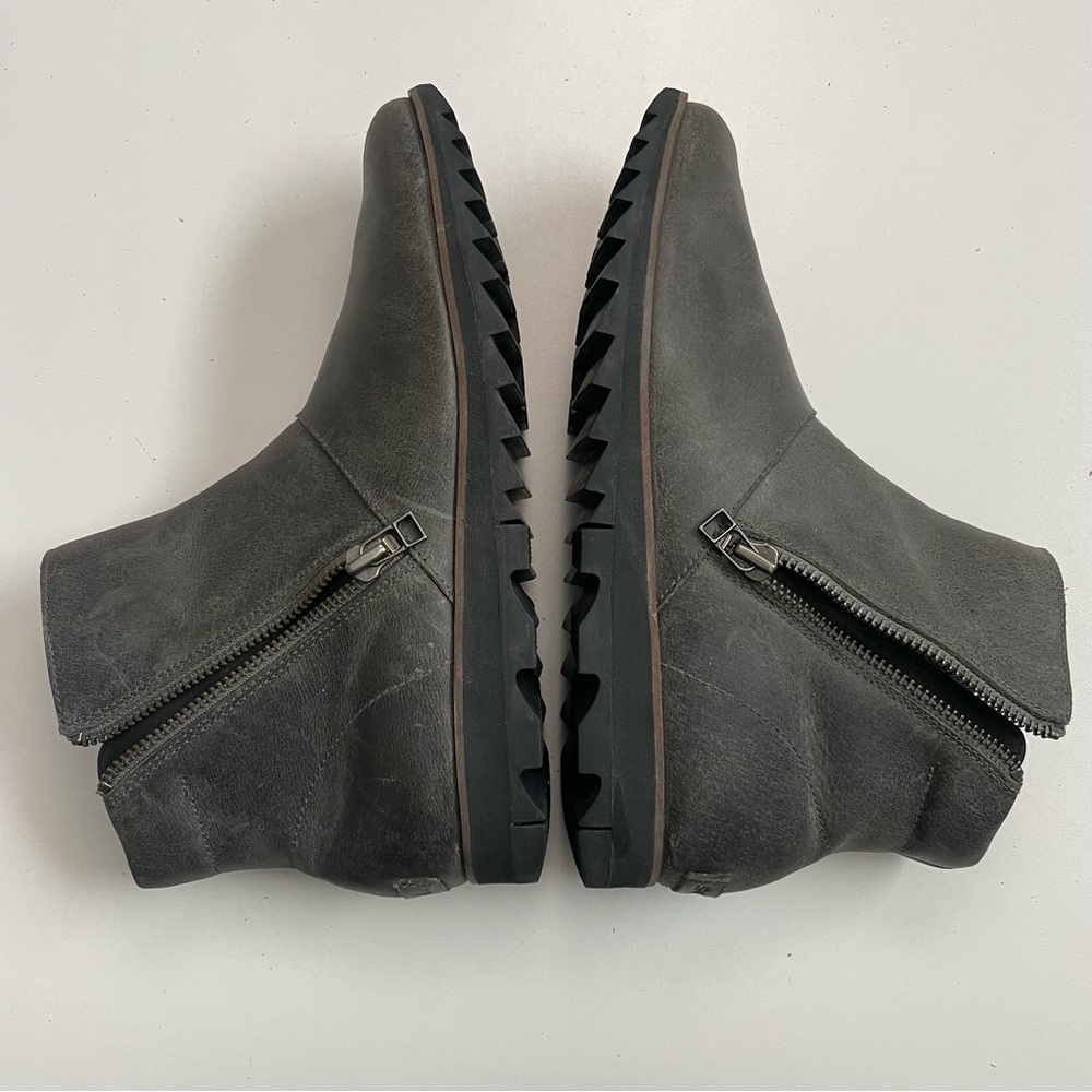 Sorel Boots Harlow Distressed Leather Waterproof Lug Sole Comfort Quarry Grey - Picture 10 of 15